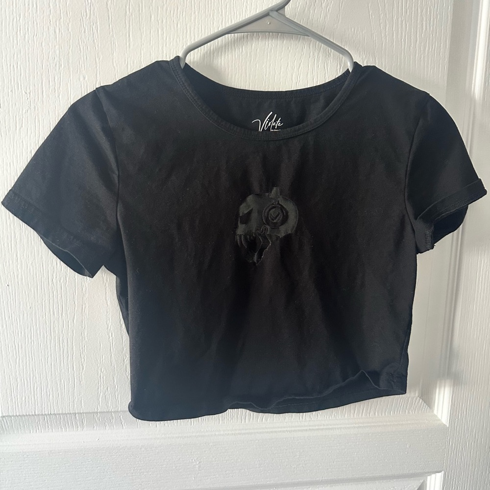 Violate the Dress Code Blackout Skull Crop